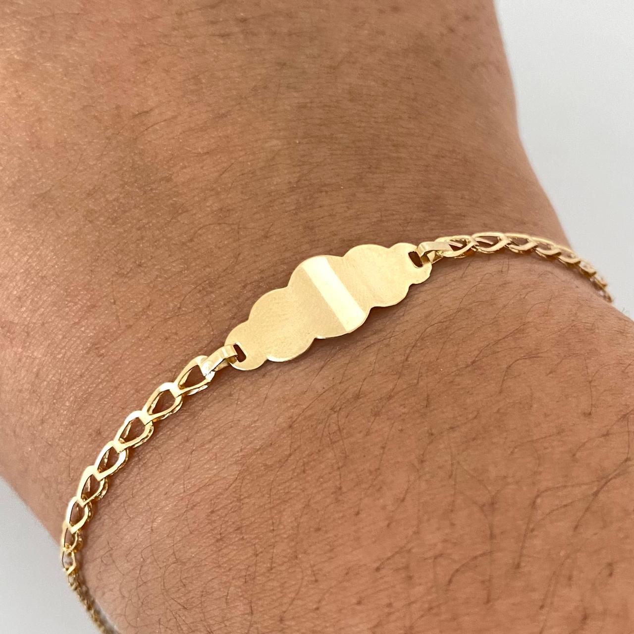 Pulso bebé placa nube tejido gota Oro amarillo 18k 1,55 Gr / 16,5 Cm  Broche 0,15